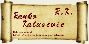 Ranko Kalušević vizit kartica